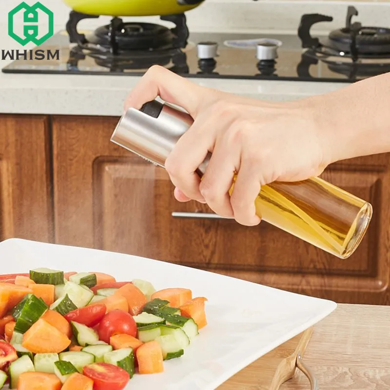 WHISM Glass Olive Oil Sprayer Stainless Steel Pump Spray Bottle Mist
