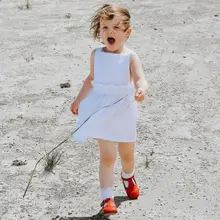 Ins Europrean Girl Summer Dress Linen Clothings Todddler Baby Kids Girl Princess Clothes