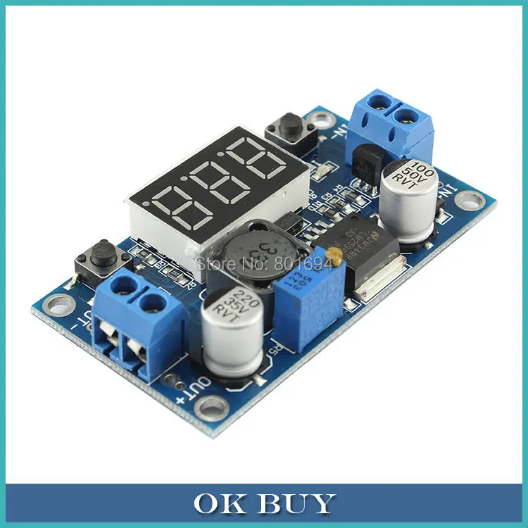 

DC-DC 4~40V to 1.25~37V 12V/19V/24V Adjustable Buck Converter Volt Step-down Module with Voltage Meter LM2596