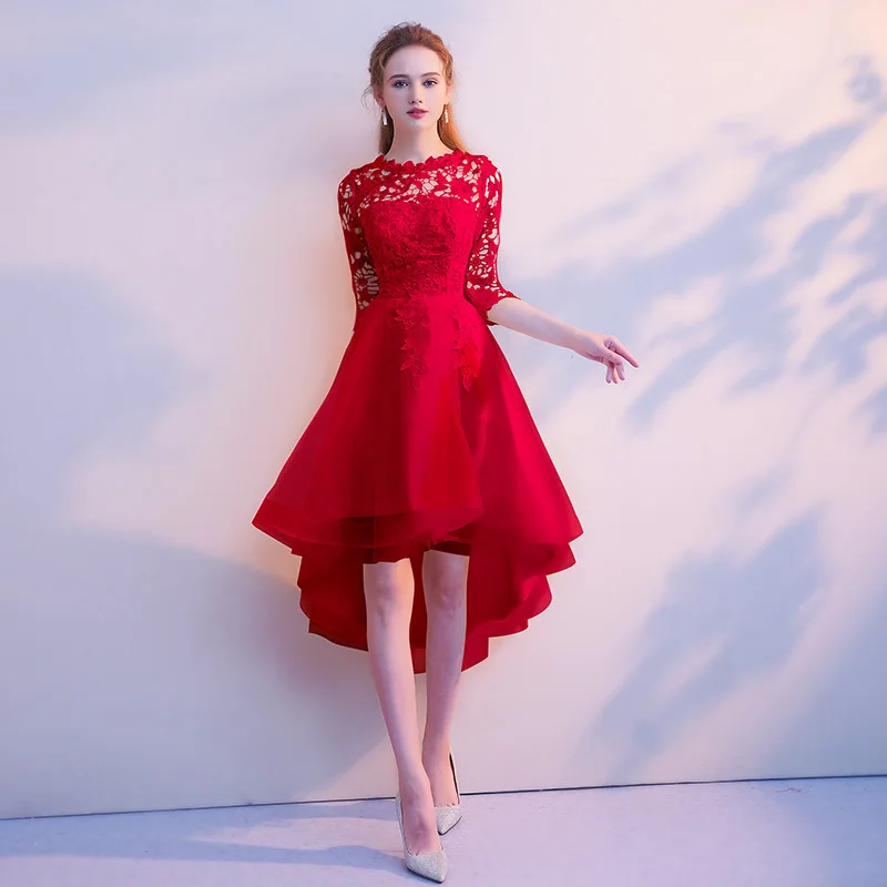 red and black high low dress