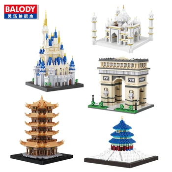 

Balody World Famous Architecture Castle Taj Mahal Tower Triumphal Arch Temple of Heaven Diamond Building Small Blocks Toy no Box