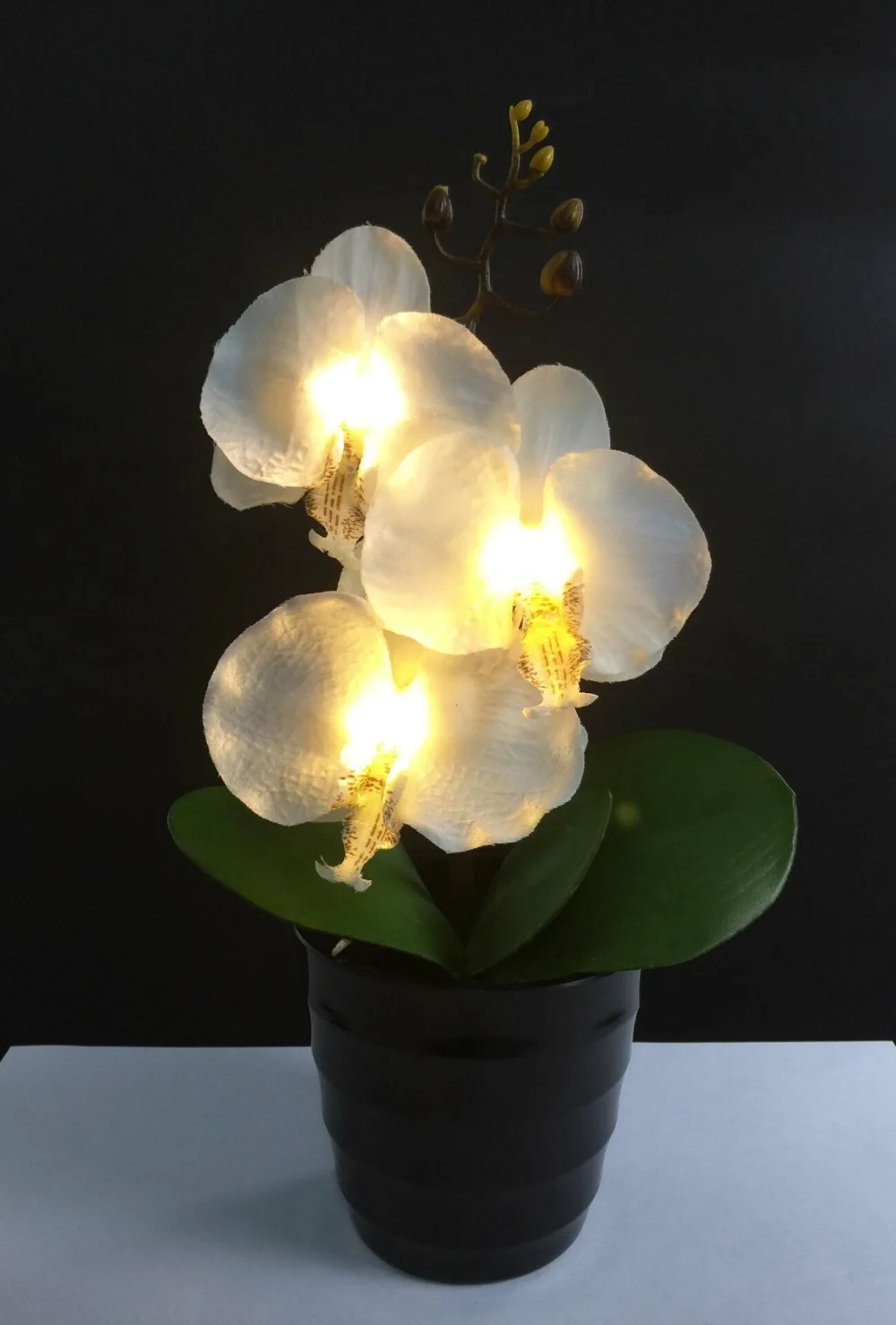 

Free Shipping 3Led Blossom Orchid Flower Light with 2*AA Battery pot ,Height of 25cm 3 Blossom Orchid Flowers with buds