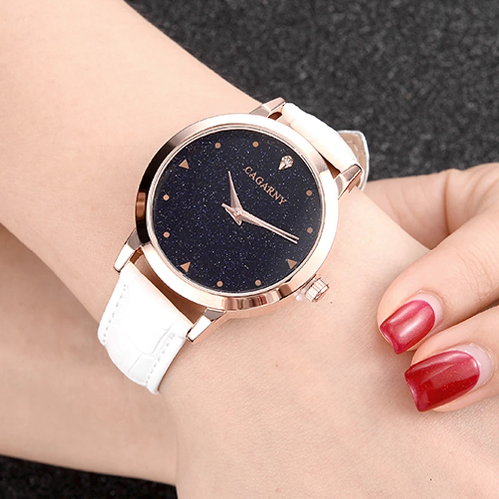 Элитный бренд cagarny Для женщин Часы модные кожаный браслет часы женские наручные кварцевые платье Смотреть розовое золото Relojes Mujer Часы