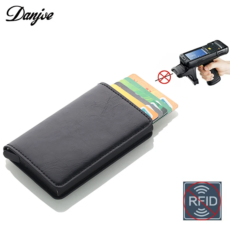 

Men Women RFID Blocking Creditcard Holder Aluminium Business Card holder Crazy Horse PU Leather Travel Man's Card Wallet