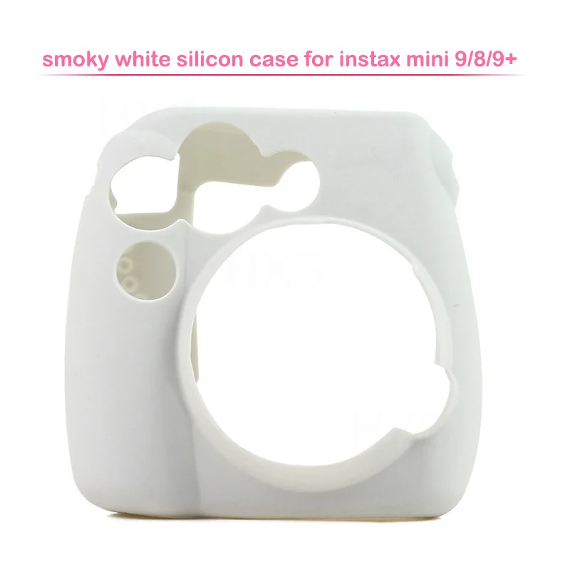 Smoky White Silicone Чехол для Камеры моментальной печати Fujifilm Instax Mini, чехол из искусственной кожи с плечевым ремнем для камеры Instax Mini 9/8+/8 Polariod s - Цвет: Smoky White Silicone