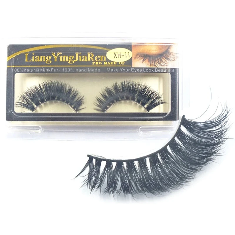 

YOKPN 1 pairs Handmade Mink False Eyelashes Winged Black Terrier Cross Curl Fake Eyelashes Smoke Makeup Tools Mink Eye Lashes