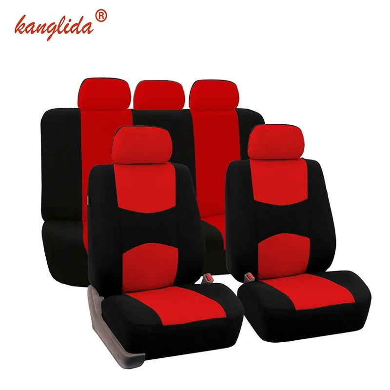 KANGLIDA 9pc Car Seat Cover Full Car Best Car Seat Covers Set for Lada Universal Fit Interior Accessories - Название цвета: Красный