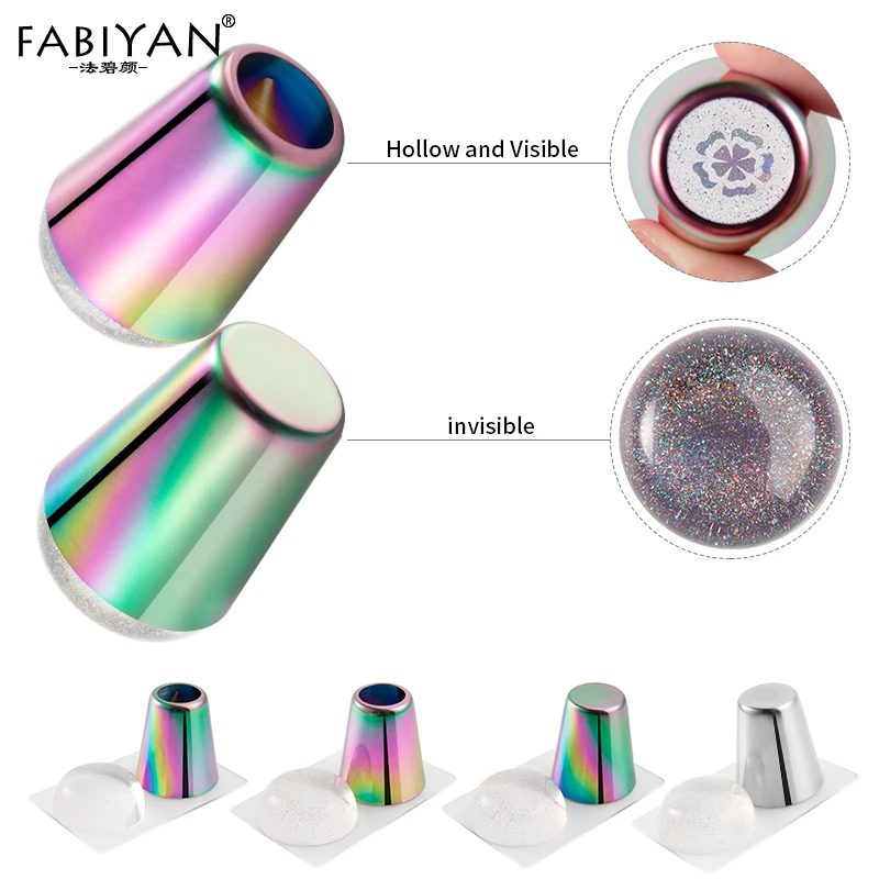 Holographic Transparent Nail Art Stamper Silicone Head With Scraper For Stamping Plate Image Transfer Manicure Printing Tools