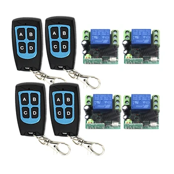 

12v 1CH relay wireless RF Remote Control Switch Lighting 4 Transmitter + 4 Receiver 4258