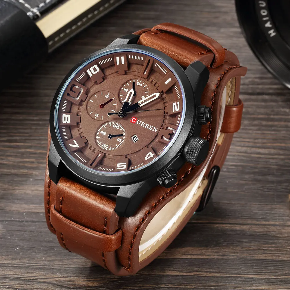 

CURREN 8225 Top Brand Luxury Mens Watches Male Clocks Date Sport Military Clock Leather Strap Quartz Business Men Watch Gift