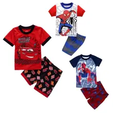 Summer kids boy pajamas children cartoon pyjamas set boys short sleeve t shirt pants suit baby