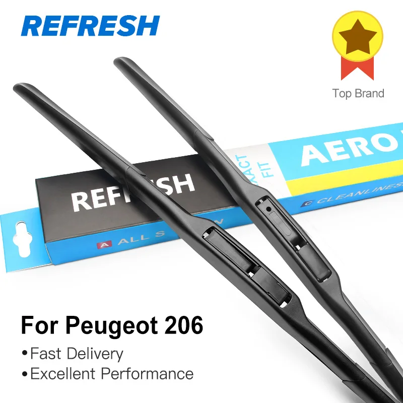 REFRESH Гибридный Щетка стеклоочистителя для Peugeot 206 Хэтчбек / SW CC Fit Hook Arms 2001 2002 2003 2004