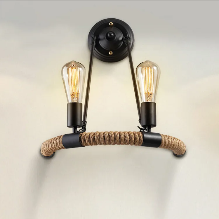 

Industrial Loft Rope Wall Light Retro Wall Sconce Lamp for Bar Cafe Restaurant Vintage E27 Edison Bulb Wall Lighting Fixture
