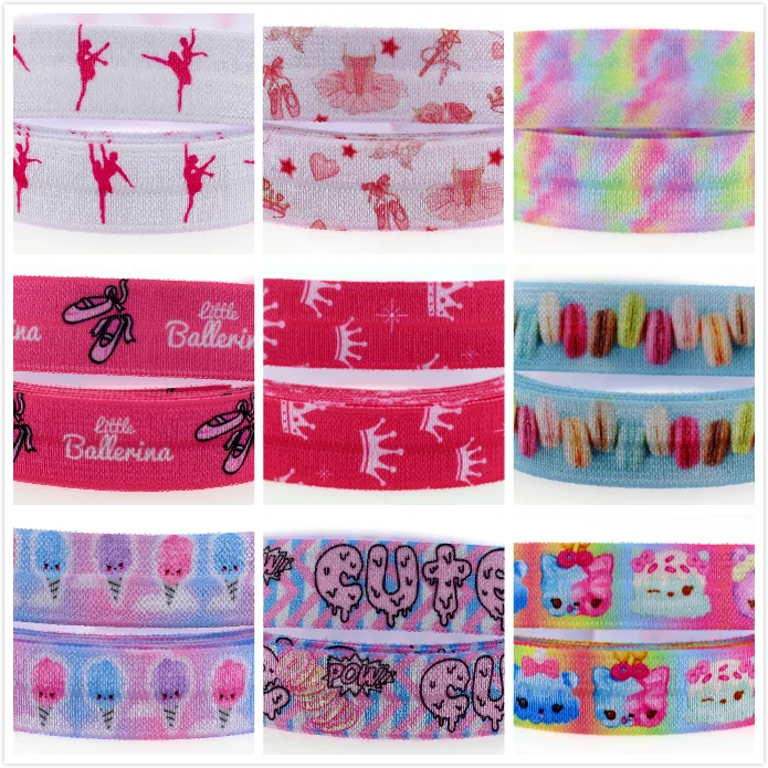 5 yards red princess w// crowns print 5//8/" fold over elastic FOE