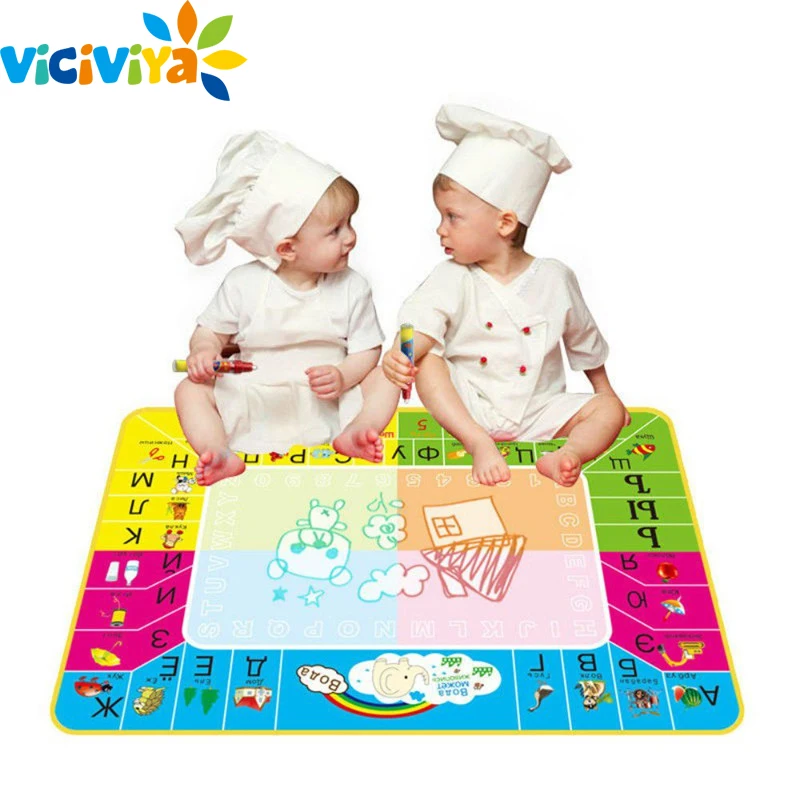 

73x49cm Russian Language 3D Magic Water Drawing Mat Children Kids Writing Painting Rug Doodle Drawing Board Learn Education Mats