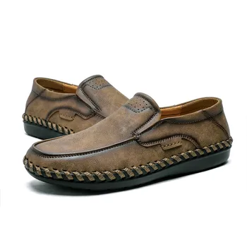

Mens casual shoes zapatos hombre office walking flat shoes outdoor leisure brown black shoe plus size 38-46