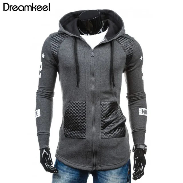Fashion Patchwork Casual Men Hoodie Hooded Hot Sale Comfortable Sweatshirt Men Black Grey Colors Hoodies Men Y