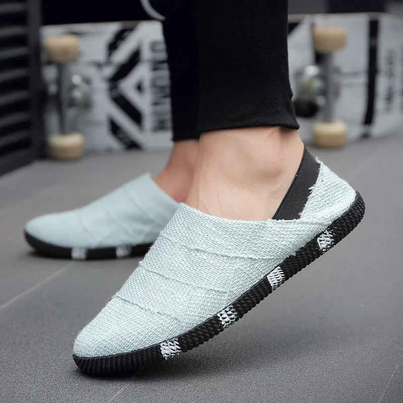 Fashion New Soft Bottom Breathable Peas Shoes Lok Fu Men's Shoes Zapatos De Hombre Fashion Comfortable Casual Men's Linen Shoes