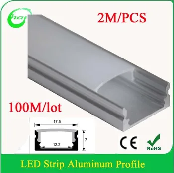 

50pcs/lot(100m) x 2M LED Aluminium Profile with diffuser track channel for led strips bar light