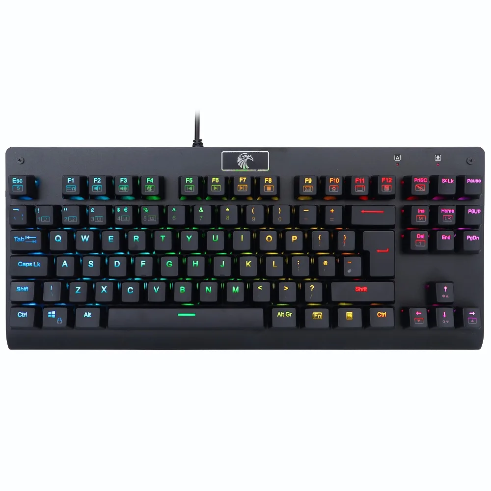 Механическая игровая клавиатура Z77 UK Layout TKL RGB со светодиодной подсветкой, игровая клавиатура с защитой от привидения, 88 клавиш, синие переключатели