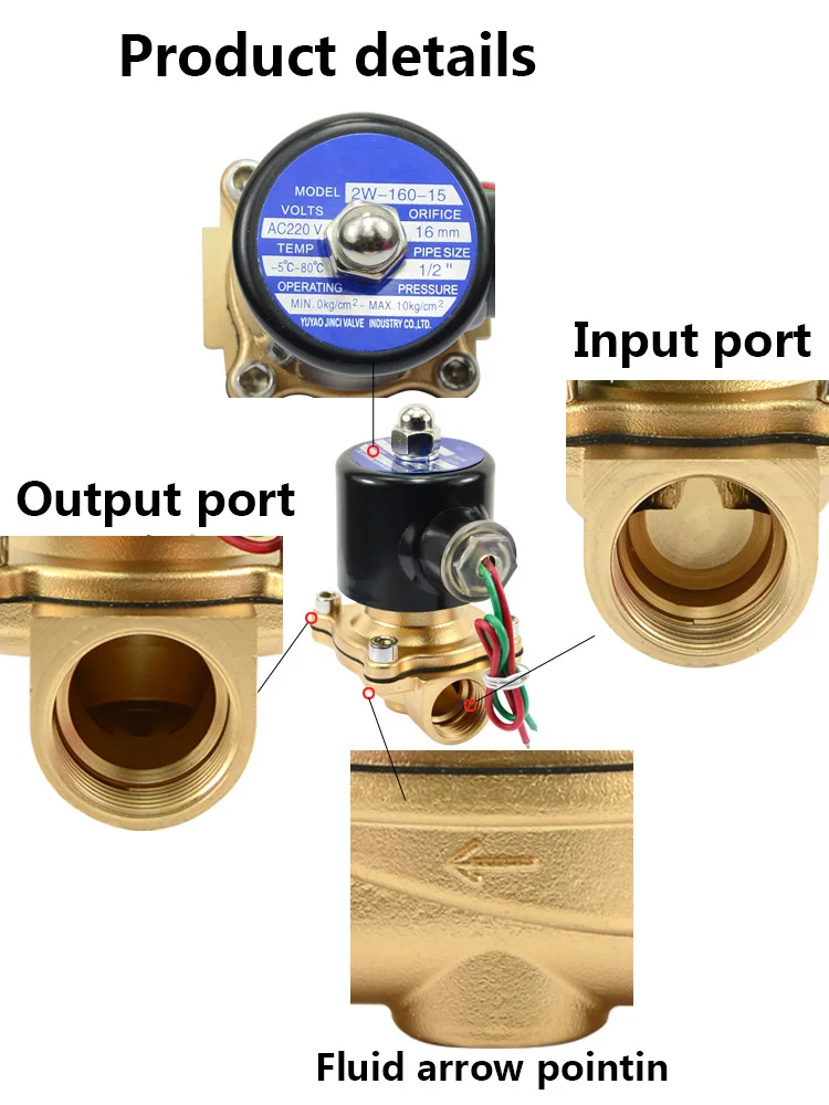 2W160-15 12V клапаны 24V Электрический соленоид 220V водяной клапан пневматический клапан для масла, воздуха, Газа