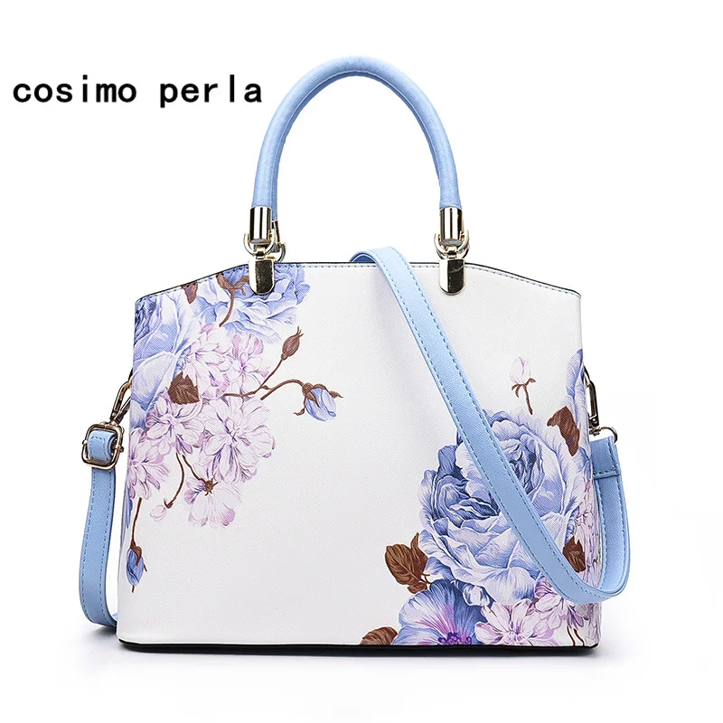 

Peony Floral Printed Handbag for Women 2019 Luxury Designer Chinese style Lady Shopper Bag PU Leather Tote Crossbody Bags Female