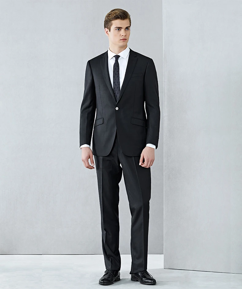 Elegant Black Business Suit Style Single Breasted Notch Lapel Groom ...
