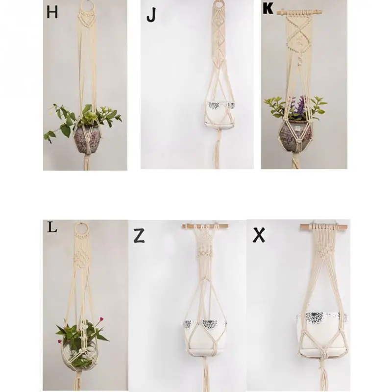 90 см завязанная Подвеска для растений из макраме винтажный хлопковый льняной цветочный горшок корзина подъемная Веревка держатель горшок садовый инструмент подвесная корзина