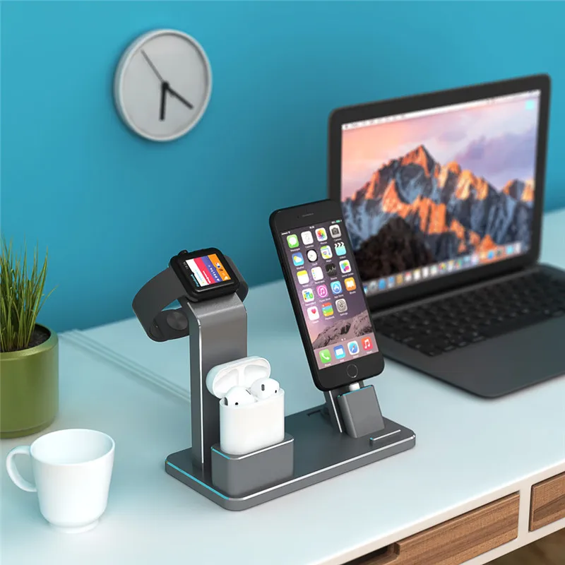 

3 in 1 Stand for Apple Watch AirPods iPhone Holder Accessories Charging Dock Phone Holder for Series 4/3/2/1for iPhone XS Max XR