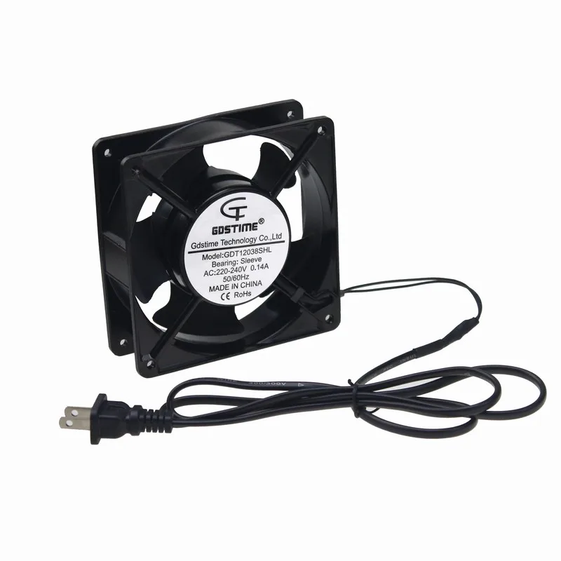 Gdstime 1 Piece AC Fan 220V 240V Industrial Cooling Fan 120mm x 38mm Power Supply Plug Metal