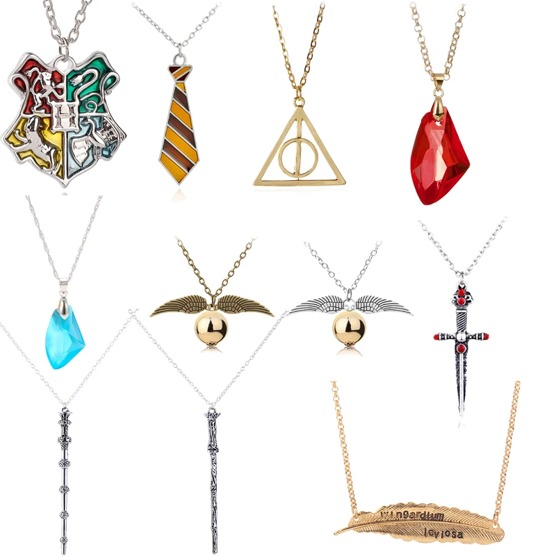 

fashion Harri Potter Hermione Hedwig Magic Wand Time Turner Hourglas harry Golden Snitch Deathly Hallows Pendant Toy Necklace