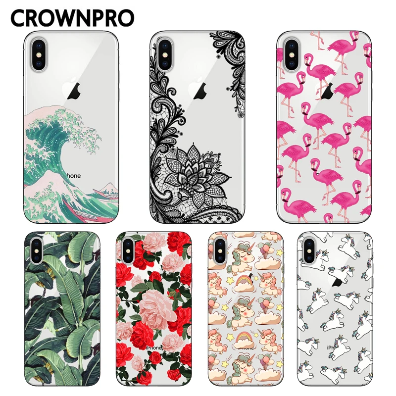 

CROWNPRO Soft TPU FOR iPhone 5 5S SE 6 6S 7 8 Plus X Case Cover FOR Funda iPhone 6 Case FOR Coque iPhone 5S Case FOR iPhone 7