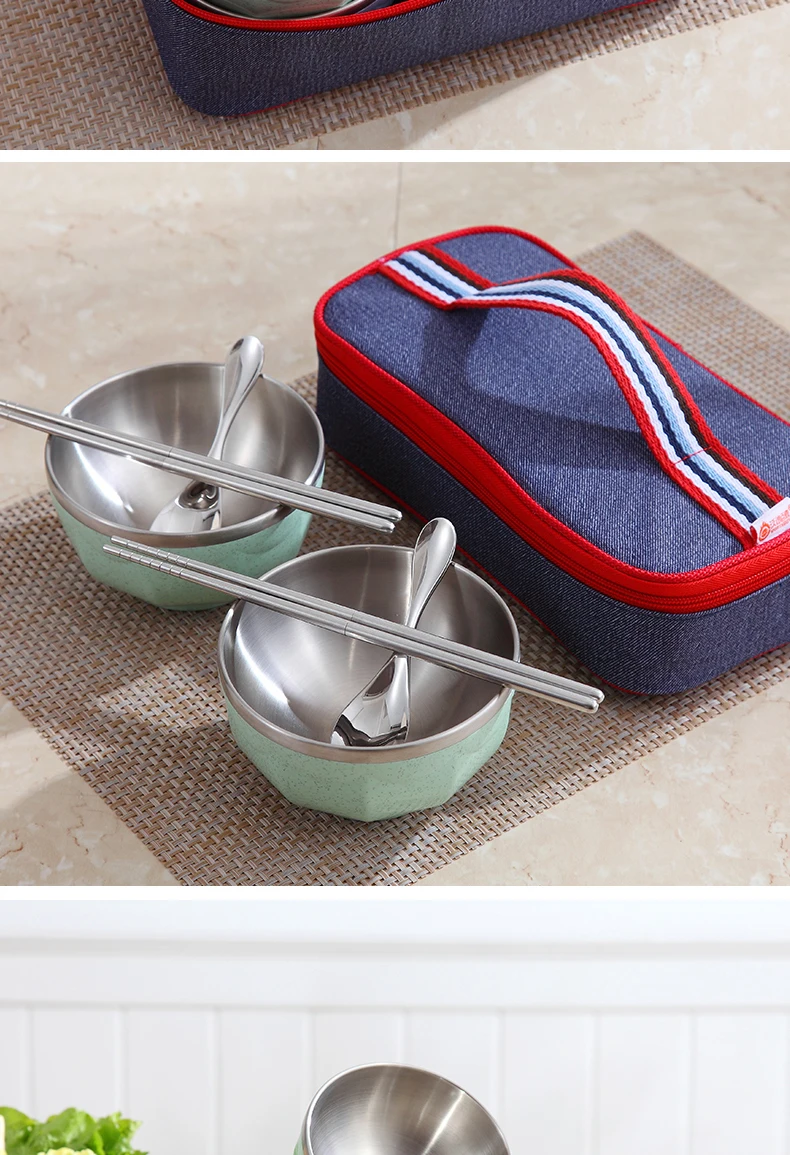 WORTHBUY портативный набор посуды, китайский 304 нержавеющая сталь, набор посуды для путешествий с сумкой, столовые приборы для детей, набор посуды для пикника