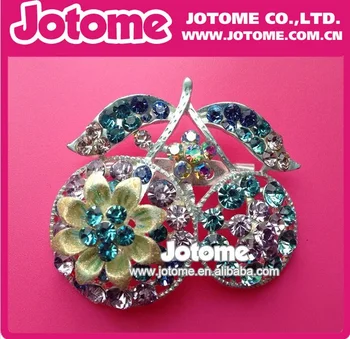 

100pcs/rainbow Australian Crystal sweet cherry fruit Brooch Pin/rhinestone lucky leaf sunflower Corsage pin brooches