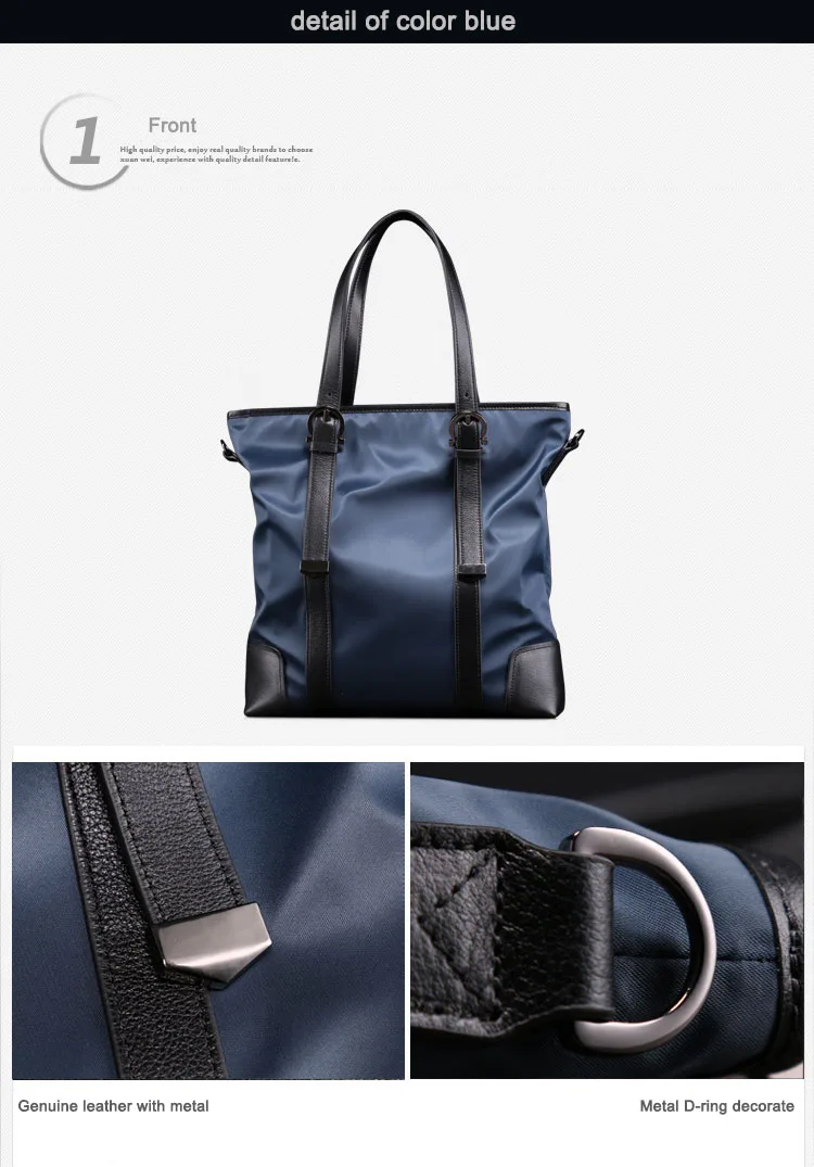 XuanWei мягкий и светильник большой емкости мужской портфель водонепроницаемый нейлон с натуральной кожи сумки и сумки через плечо(XW6556