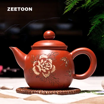 

190ml Authentic Yixing Teapot Master Handmade Guosetianxiang Peony Pot Chinese Health Care Purple Clay Tea Set Tea Pot Tea Maker