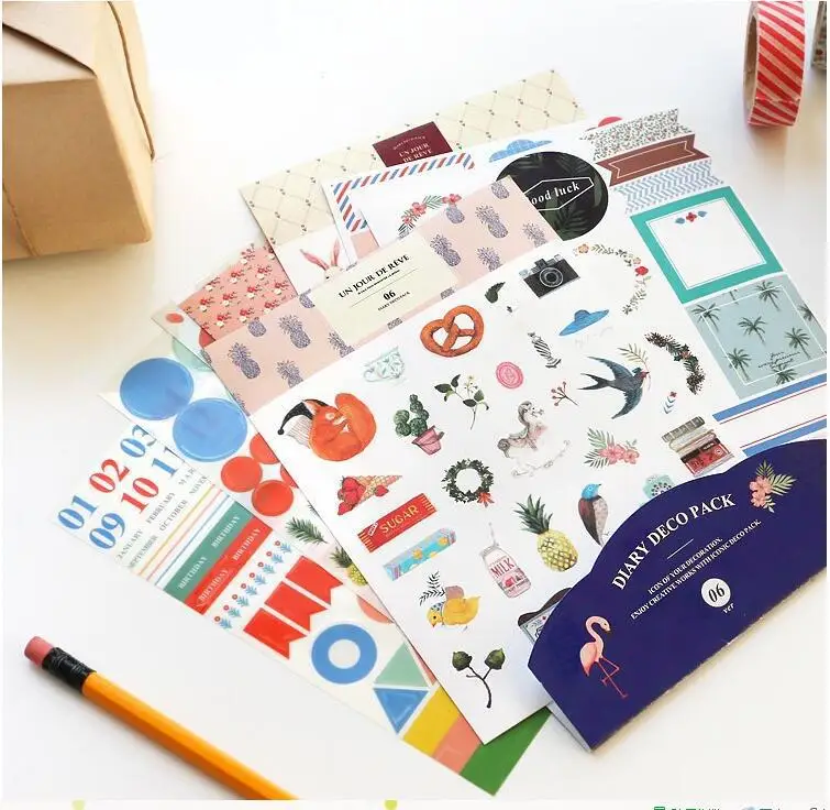 1pcs V.6 Korea Stickers iconic diary deco handwritten diary stickers