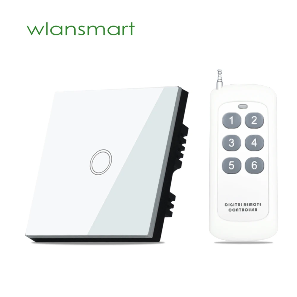 Wlansmart UK RF433 Remote Control 1gang Wall Switch Touch Screen Panel 86*86mm support Broadlink Smart home automation | Обустройство