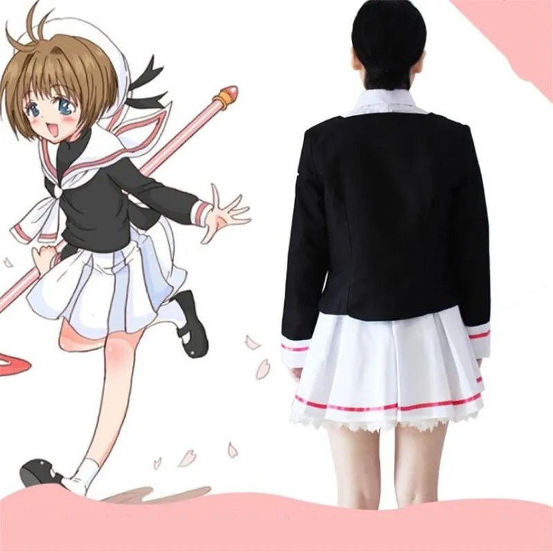 Japanese anime Cardcaptor Sakura KINOMOTO SAKURA Daidouji Tomoyo Cosplay Costumes Halloween Party Sets Dress Accessories