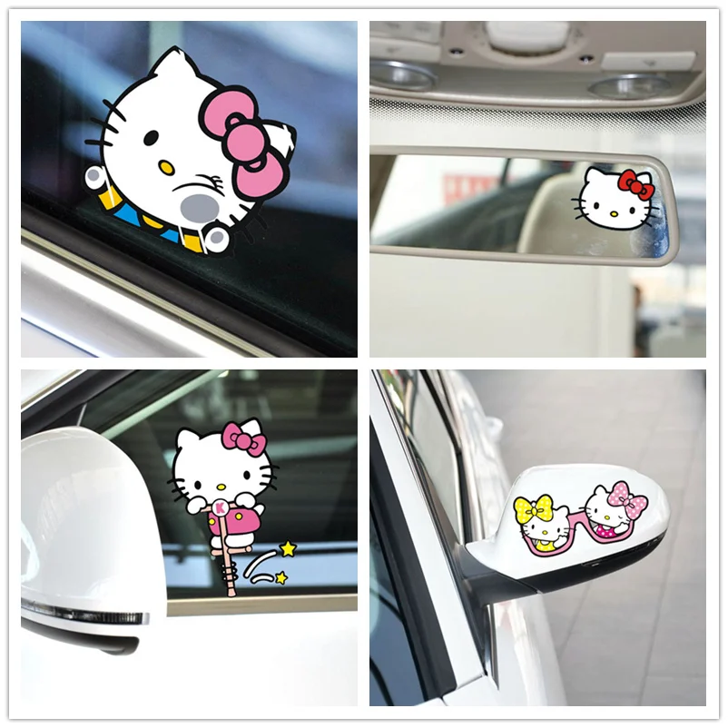 

Car Stickers Hello Kitty Cartoon Cute Pink Lovely Creative Decals For Tail Fuel Cap Waterproof Reflective Auto Tuning StylingD10