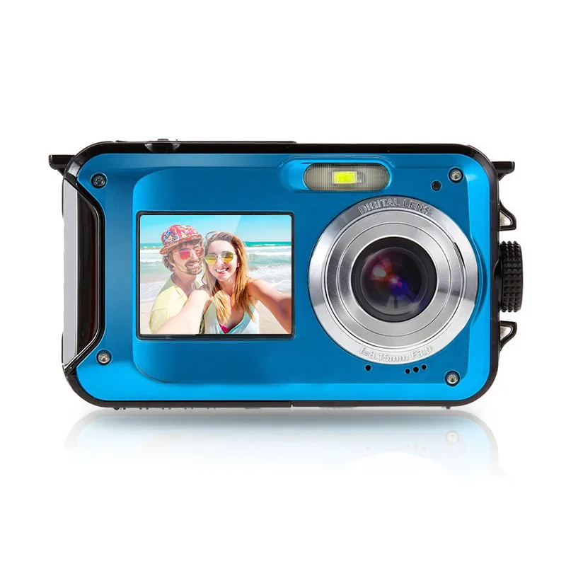 24MP Dual LCD Screen waterproof Digital Camera Ago 2.7 inch Rear 1.8
