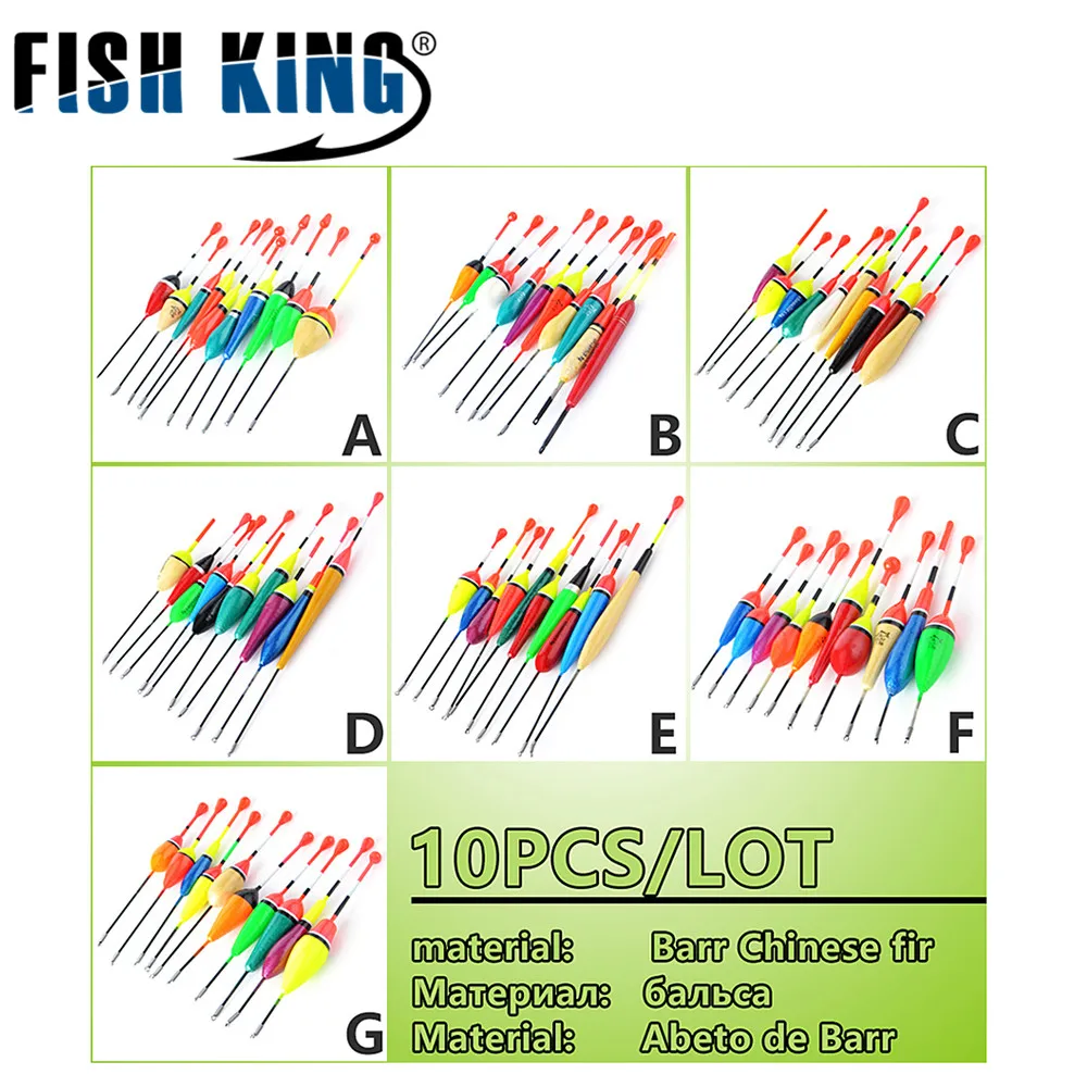 FISH KING 10PCS/Lot Mix Size Color Ice Fishing Float Bobber Set Buoy Boia  Floats For Carp Fishing Tackle Accessories