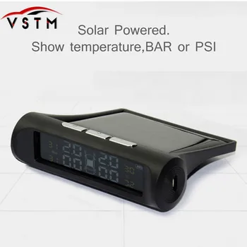 

2018 Hot Selling Solar Power TPMS Car Tire Pressure Alarm Monitor System LCD Display 4 External Sensor Temperature Sensor