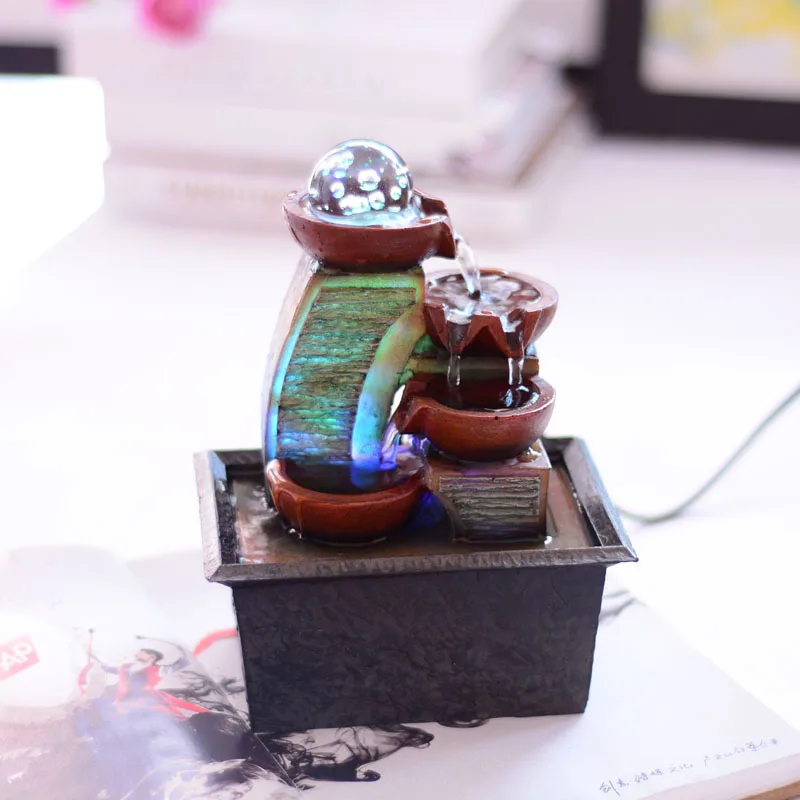 artistic water fountain waterscape desk creative Fengshui round lucky decoration Home Furnishing living room decor
