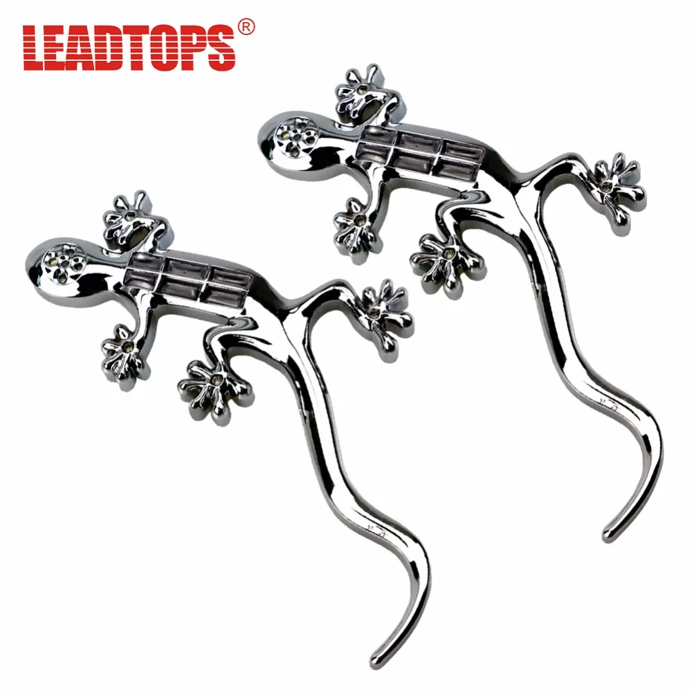 

2X Universal The New Solar Gecko King Warning Light High Bright LED Lamps Car Sticker 3D Stickers LDE Decorative Lights BE