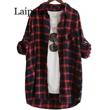 Laipelar Cotton Women Blouse Shirt Plaid 2019 Loose Casual Plaid Long sleeve Large size Top Womens Blouses red/green Laipelar Cotton Women Blouse Shirt Plaid 2019 Loose Casual Plaid Long sleeve Large size Top Womens Blouses red/green