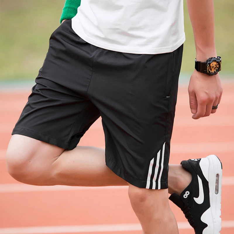 Мужские шорты три линии Дизайн Спортивные штаны Летние Фитнес Базовый раздел эластичный пояс 8XL Размер пояс для бега тренировка