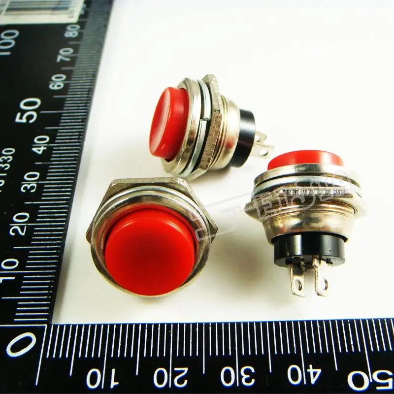 

DS-212 Button color Red 3A/125VAC OFF-ON 2Pin Non Self-locking Push Button Switch (Self reset switch) 100Pcs/lot
