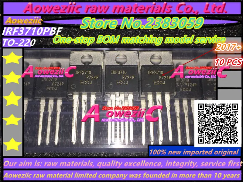 

Aoweziic 2017+ 100% new imported original IRF3710PBF IRF3710 TO-220 FET 100V 57A