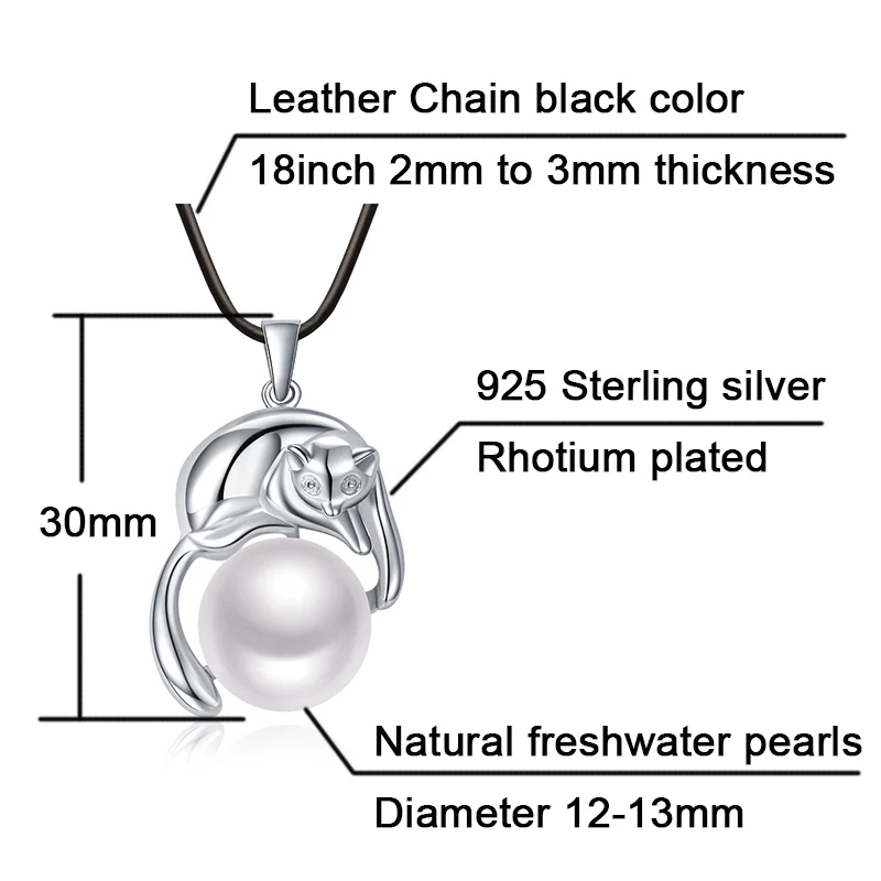 Sinya Natural big pearls pendant charm necklace in 925 sterling silver Fashion Fox Design jewelry (5)